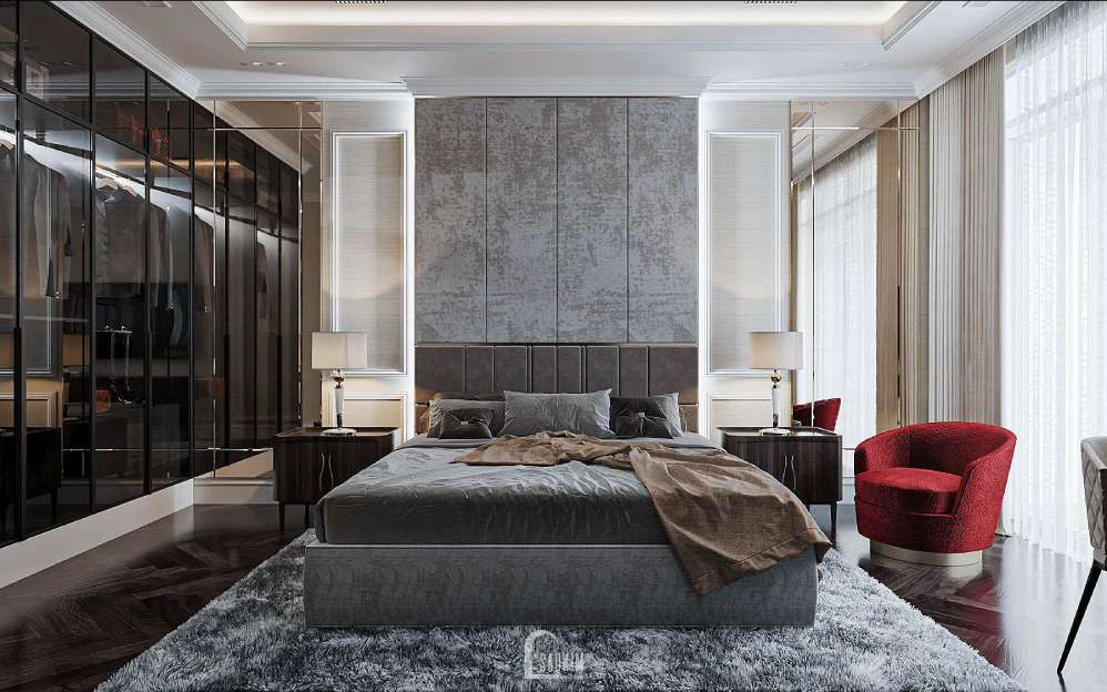 Thiết kế nội thất phòng ngủ master nhà 3 tầng phong cách Tân Cổ Điển mang vẻ đẹp thời gian bước vào từng góc sống